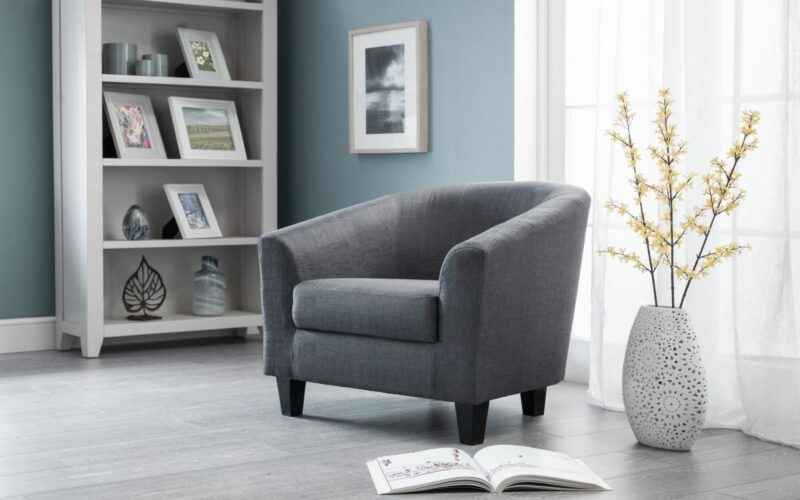Hugo Tub Chair - Slate Grey Linen Fabric (JB) - Image 2
