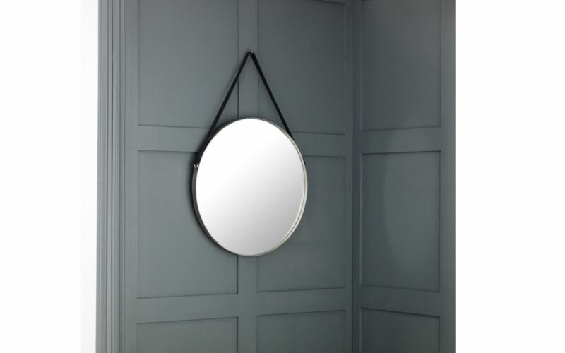 Opera Round Pewter Mirror with Black Strap (JB) - Image 2
