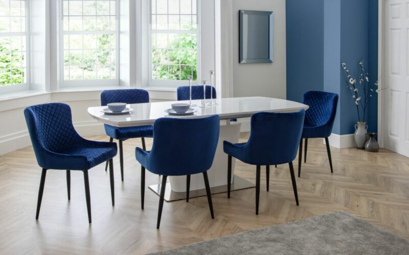 Como & Luxe 6 Seater Blue Dining Set - Image 4