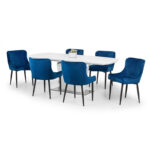 Como & Luxe 6 Seater Blue Dining Set