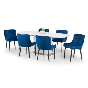 Como & Luxe 6 Seater Blue Dining Set