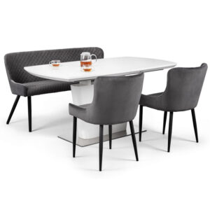 Como & Luxe 4 Seater Grey Dining Set (2 Chairs & Bench)
