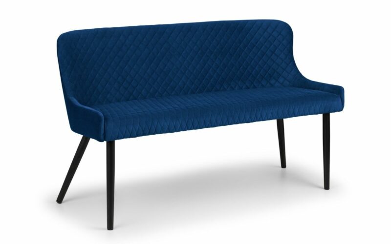 Como & Luxe 4 Seater Blue Dining Set (2 Chairs & Bench) - Image 3