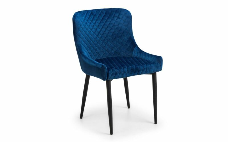 Como & Luxe 4 Seater Blue Dining Set (2 Chairs & Bench) - Image 4