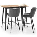 Grafton Bar Table & 2 Luxe Grey Bar Stools