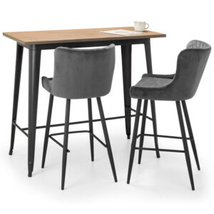 Grafton Bar Table & 2 Luxe Grey Bar Stools