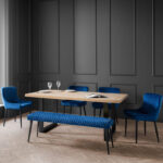 Berwick & Luxe 6 Seater Dining Set (4 Luxe Blue Chairs & Low Blue Bench)