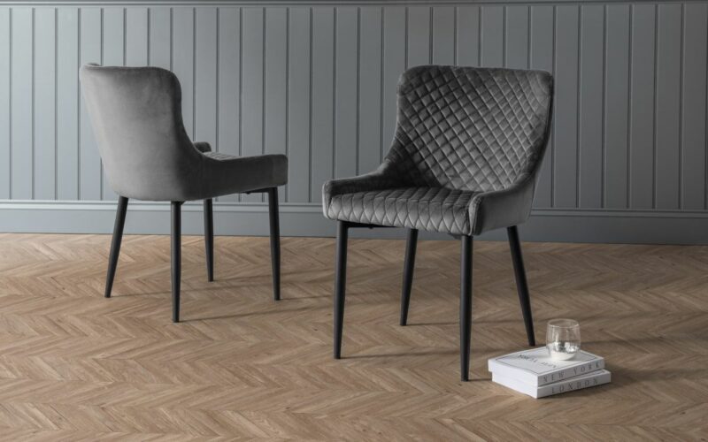 Berwick & Luxe 6 Seater Dining Set (4 Luxe Grey Chairs & Low Grey Bench) - Image 4
