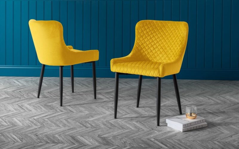Berwick & Luxe 6 Seater Dining Set (2 Luxe Mustard Chairs & Low Mustard Benches) - Image 6