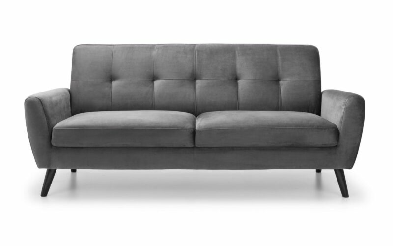 Monza 3 Seater Sofa - Grey Velvet - Image 2
