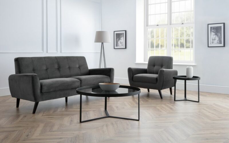 Monza 3 Seater Sofa - Grey Velvet - Image 6