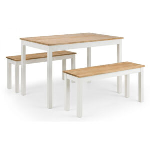 Coxmoor Ivory & Oak 4 Seater Dining Set ( 2 Benches)