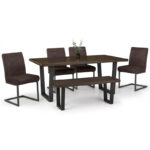Brooklyn 6 Seater Dining Set (Bench & 4 Charcoal Chairs)