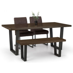 Brooklyn 4 Seater Dark Oak Dining Set (Bench & 2 Charcoal Chairs)