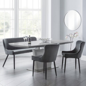 Como & Luxe 4 Seater Grey Dining Set (2 Chairs & Bench)