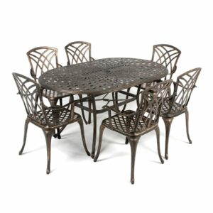 Ellister Regency Cast Aluminium 6 Armchair 152cm Oval Dining Set