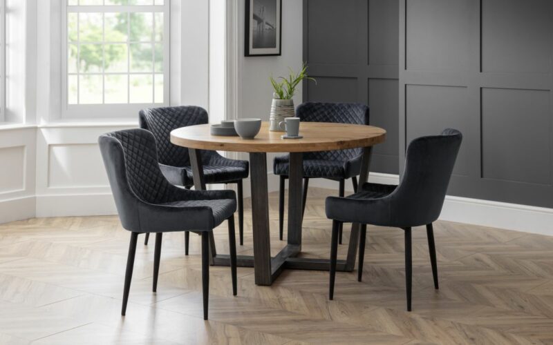 Luxe Velvet Dining Chair - Grey/Black - Image 2