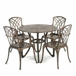 Ellister Regency Cast Aluminium 4 Armchair 90cm Round Outdoor Set