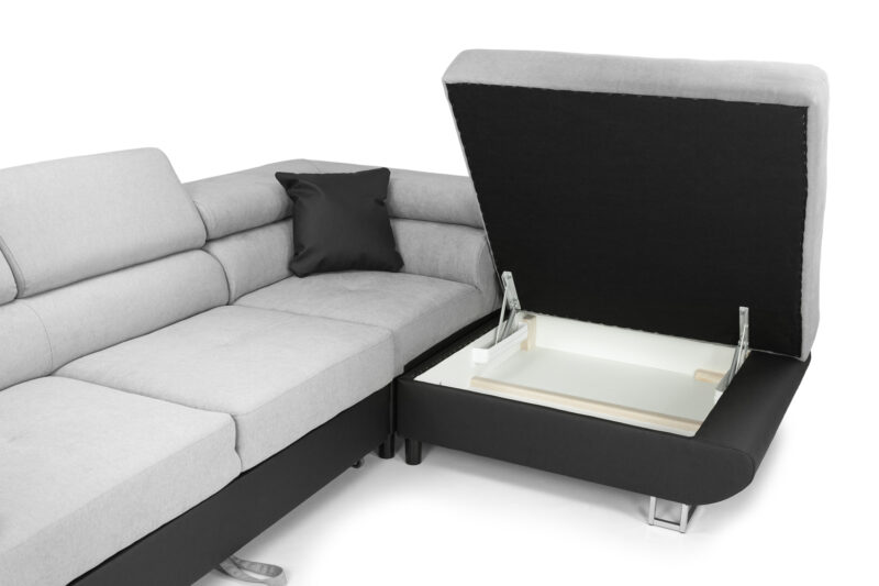 Anton Left Hand Facing Corner Sofabed Black/Grey - Image 3