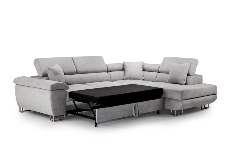 Anton Left Hand Facing Corner Sofabed Grey - Image 3