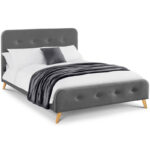 Astrid Curved Retro Bed - Mid Grey Linen (JB)