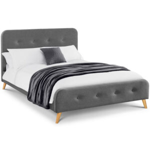 Astrid Curved Retro Bed - Mid Grey Linen (JB)