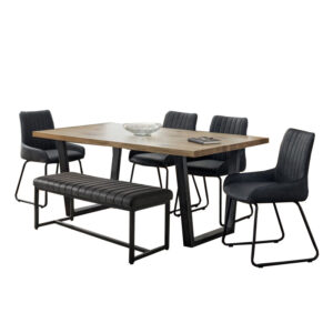 Brooklyn & Soho 6 Seater Dining Set (4 Soho Chairs & Soho Bench)