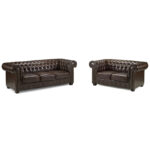 Chesterfield 3 + 2 Set Antique Brown