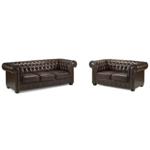 Chesterfield 3 + 2 Set Antique Brown