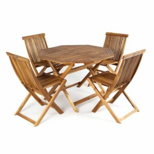 Ellister Alnwick FSC Acacia 4 Folding Chair 100cm Octagonal Folding Set