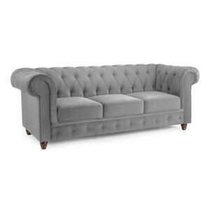 Kensington Plush Grey 3 Seater