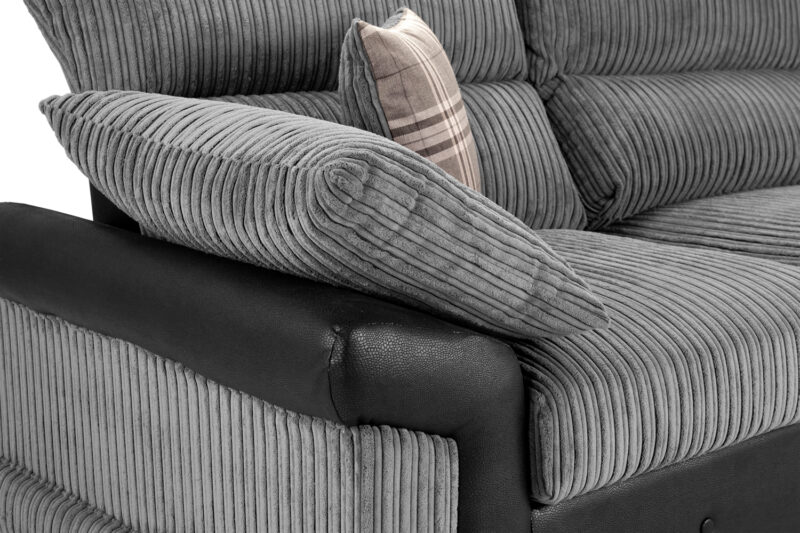 Logan 3 Seater Sofa Black/Grey - Image 4