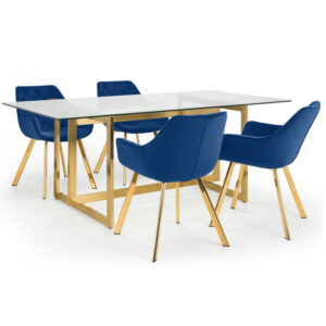 Minori & Lorenzo 4 Seater Blue Dining Set