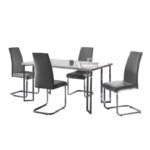 Positano & Calabria Cantilever 4 Seater Velvet Grey Dining Set