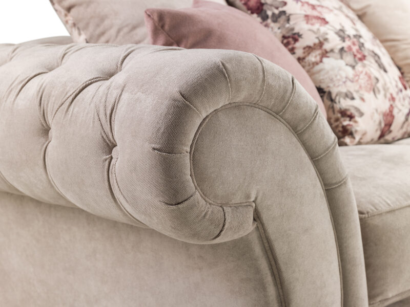 Roma Chesterfield Footstool Beige - Image 2