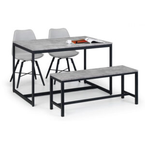 Staten & Kari 4 Seater Grey Dining Set (2 Kari Chairs & Staten Bench)