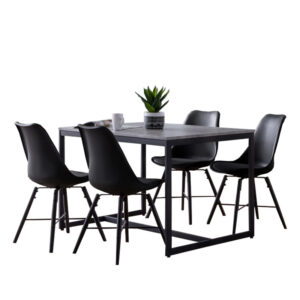 Staten & Kari 4 Seater Black Dining Set