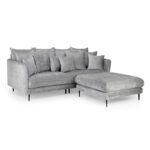 Turin 3 Seater Sofa with Footstool Grey