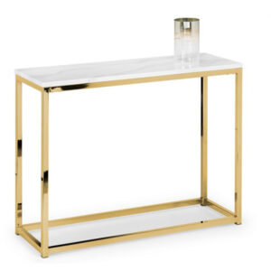 Scala Gold White Marble Top Console Table