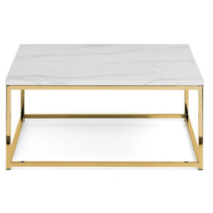 Scala Gold White Marble Top Coffee Table
