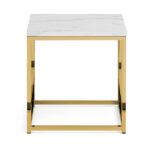 Scala Gold White Marble Top Lamp Table
