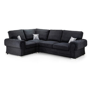 Verona Fullback Left Hand Facing Corner Sofabed Black