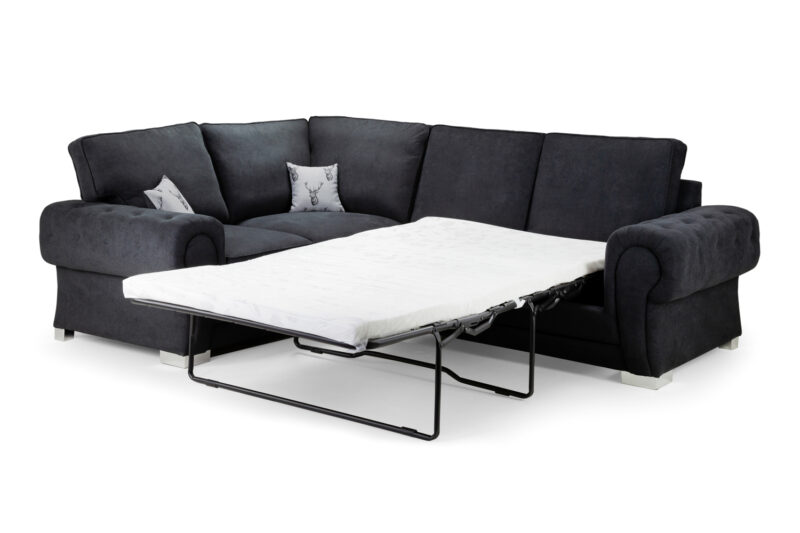 Verona Fullback Left Hand Facing Corner Sofabed Black - Image 2