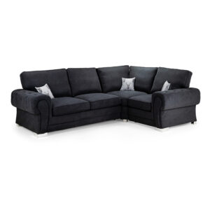 Verona Fullback Right Hand Facing Corner Sofabed Black