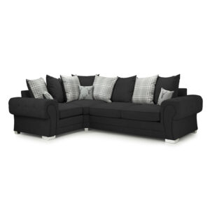 Verona Scatterback Left Hand Facing Corner Sofabed Black