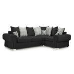 Verona Scatterback Right Hand Facing Corner Sofabed Black