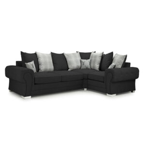 Verona Scatterback Right Hand Facing Corner Sofabed Black