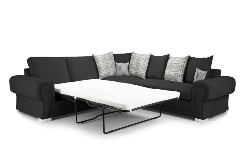 Verona Scatterback Right Hand Facing Corner Sofabed Black - Image 5