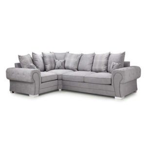 Verona Scatterback Left Hand Facing Corner Sofabed Grey