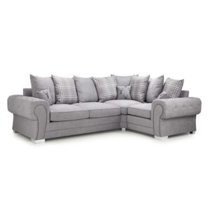 Verona Scatterback Right Hand Facing Corner Sofabed Grey
